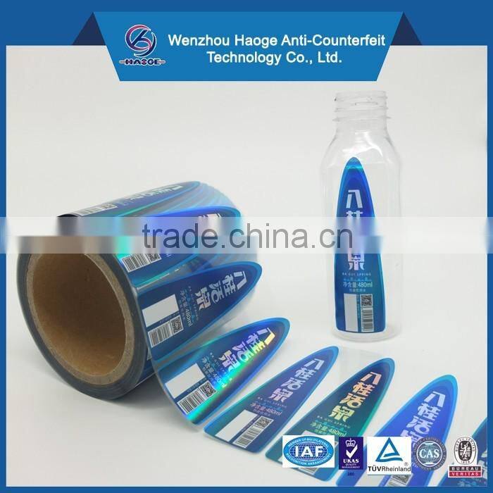 Waterproof mineral water bottle label,plastic bottle label,bottle label printing