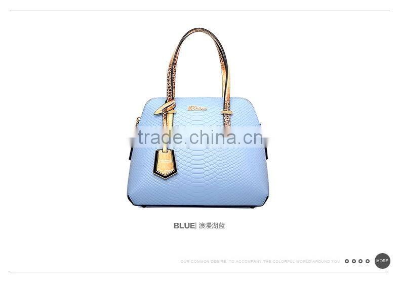 Fashion snake skin pattern ladies' leather handbag at low price