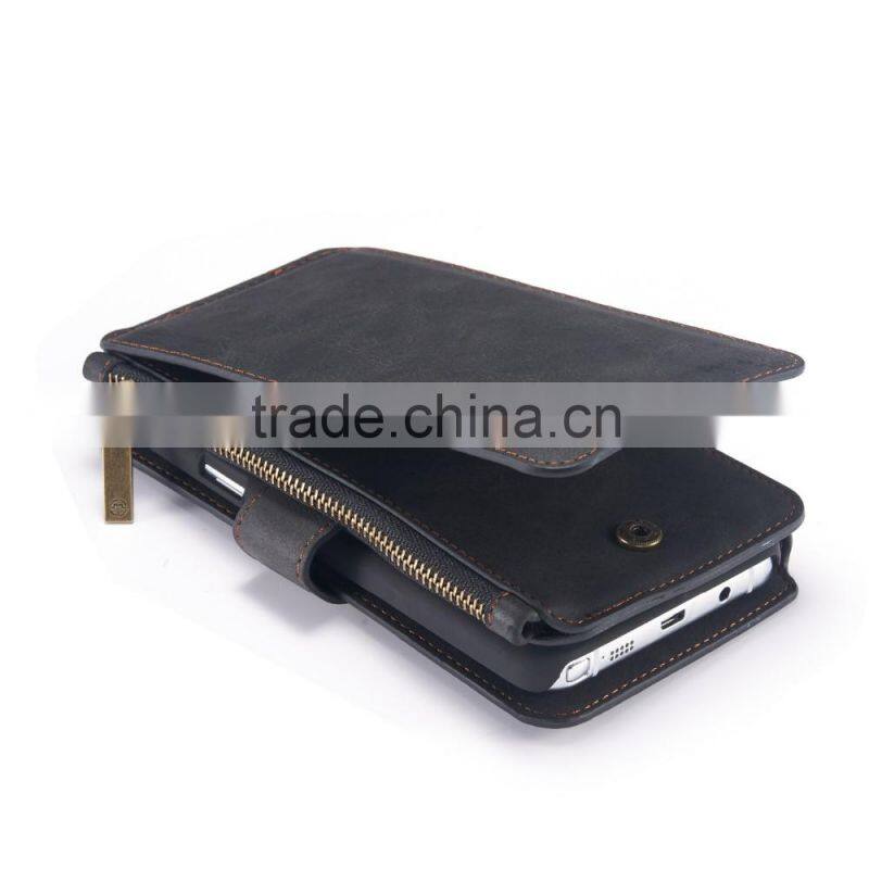 Caseme PU leather case with zipper wallet bag for Samsung NOTE5 multiple card slot stand flip case for NOTE5