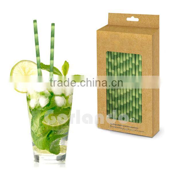 Bamboo Design Wholesale Disposable Drink Striped Paper Straws