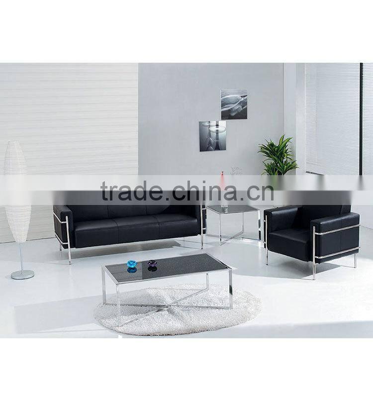 Hot Sale Modern Black Leather Sofa With Steel Frame