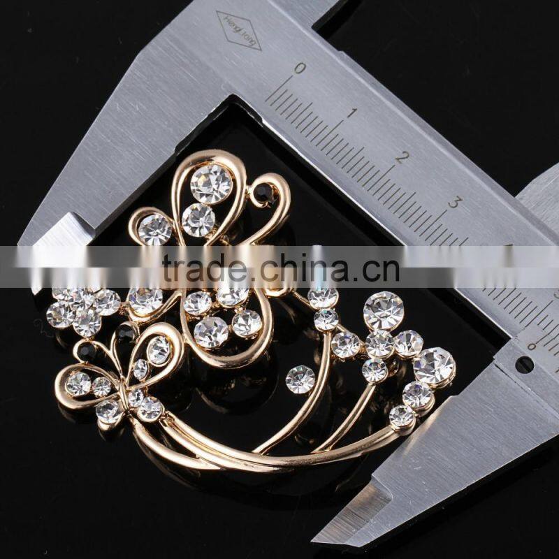 Hollow Flower Rhinestone Metal Brooch Pins,Magnetic Beaded Butterfly Metal Brooch