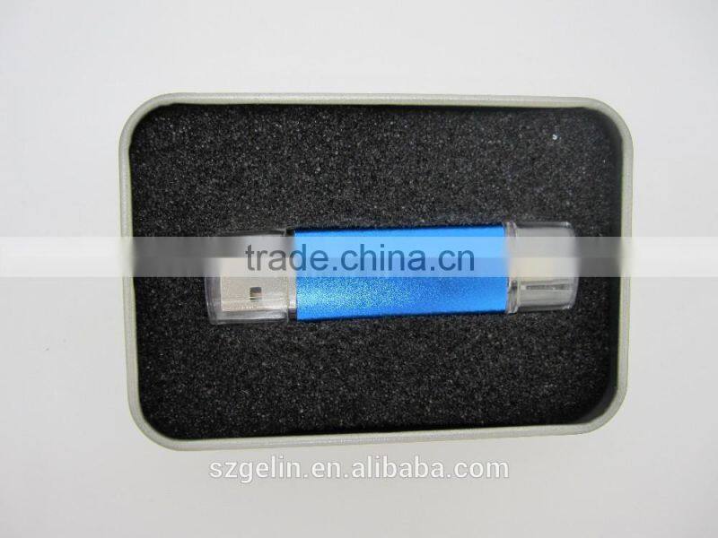 Promotional gift aluminum material usb adapter flash drive usb
