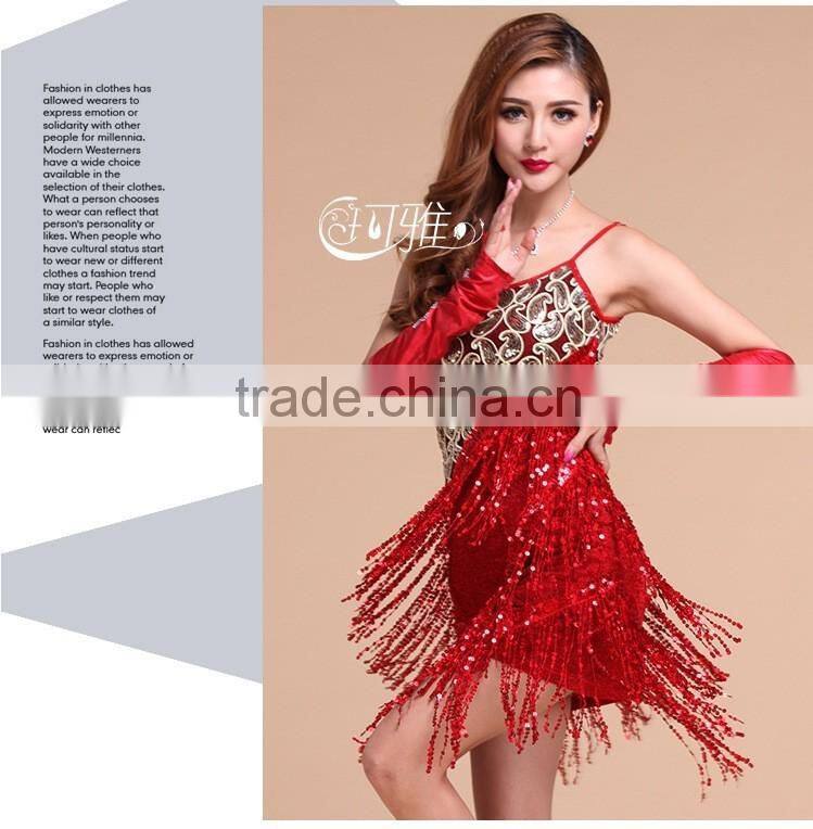 2016 High quality sexy shining tassel adult latin dance dress for women latin dance costumes on sale