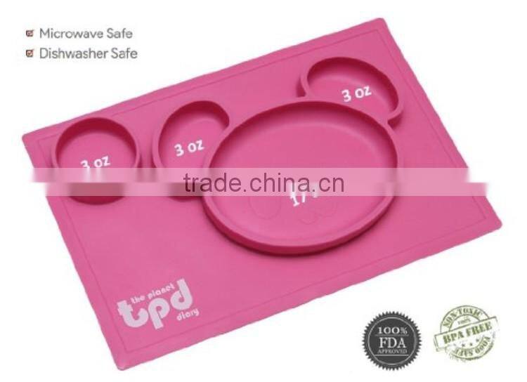 BPA Free Wholesale Non-slip Silicone Placemat for Kids