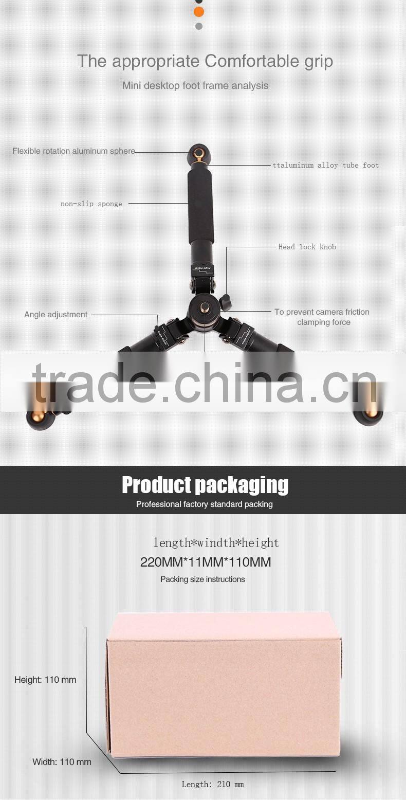 QZSD-Q178 Portable 0.53KG Folding Ultra Aluminum alloy tripod compact desktop Macro mini tripod kit with ball head for DSLR