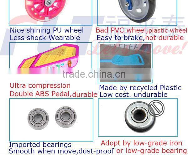 Mini 125mm cheap cost FLT-10101 frog kick scooter with flashing PU wheels