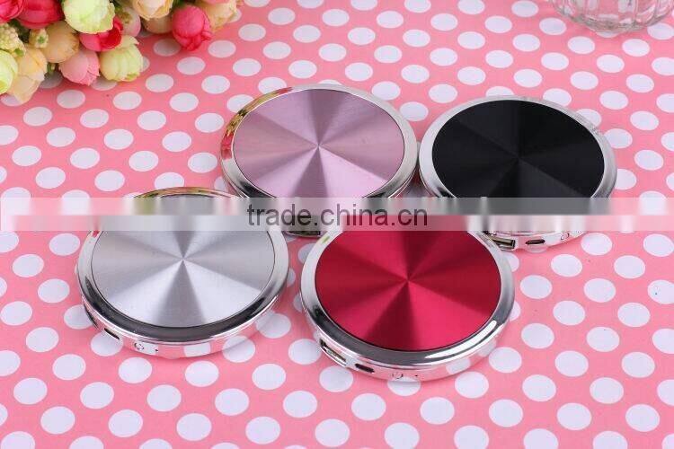 Fashion design portable mirror power bank with cable usb mobile charger for women and promotional gift