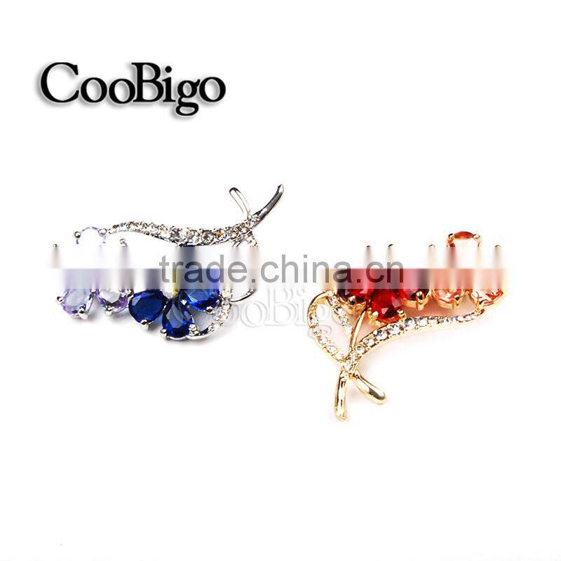 Fashion Jewelry Colorful Crystal Flower Pin Brooch Women Lady Dresses Hijab Scarf Party Promotion Gift Appreal Accessories