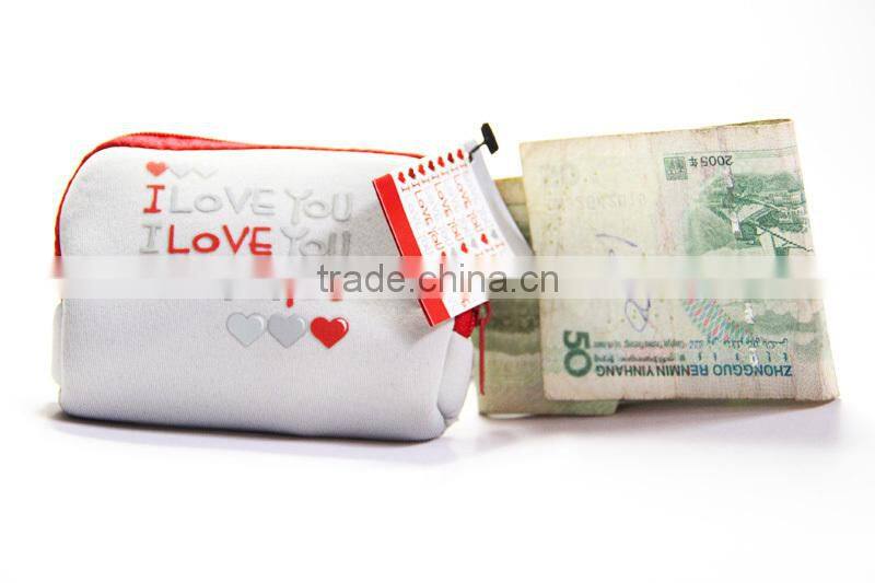 2015 Promotion gifts neoprene purse bag,wallet case,change bag,cute little money bag
