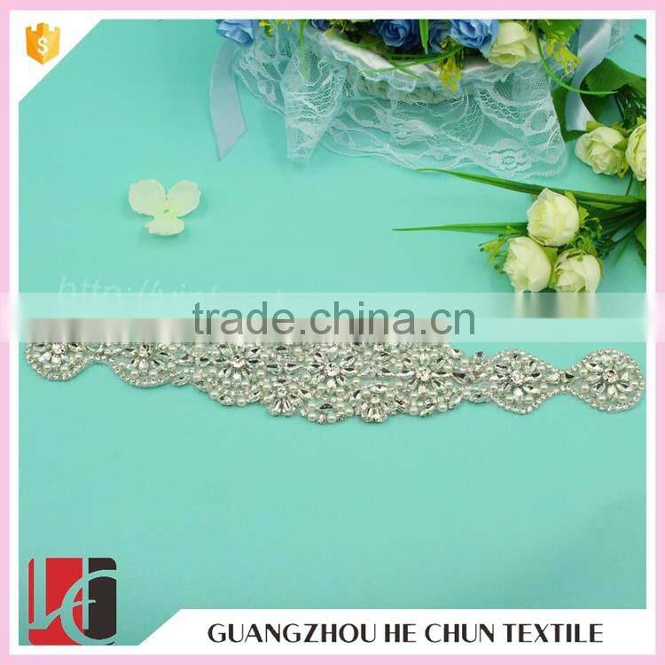 HC-3378 Hechun Guangzhou Factory Price Hot Fix Crystal Applique Designs for Waist Dresses