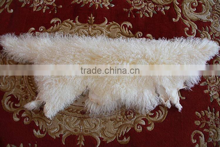 White Color Mongolian Sheep Fur Skin / Long Haired Sheep Fur Skin