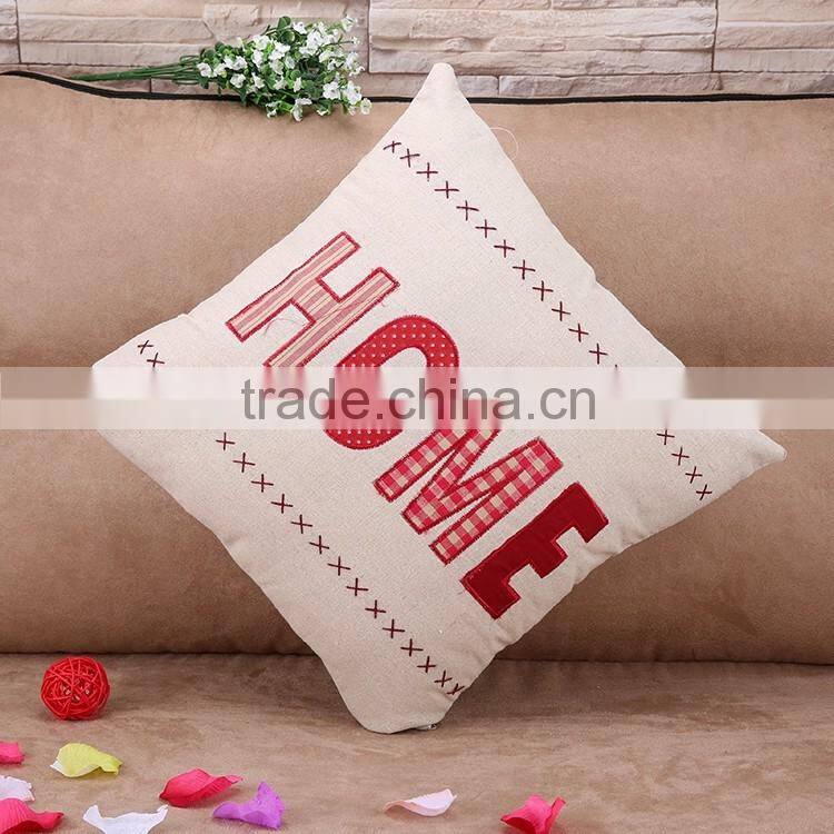 2015 HOME the letters embroidered hold pillow Cotton and linen hold pillow car Cushion for leaning on