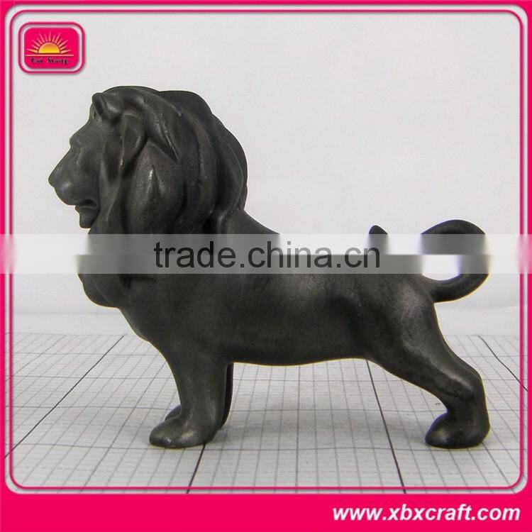 3D metal black lion figurine/metal animal figurine with nickle plated