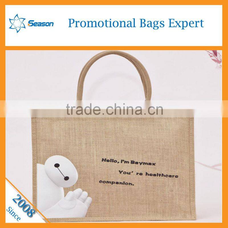 Hot sale leather handle shopping jute bags hessian cloth burlap sack linen bag