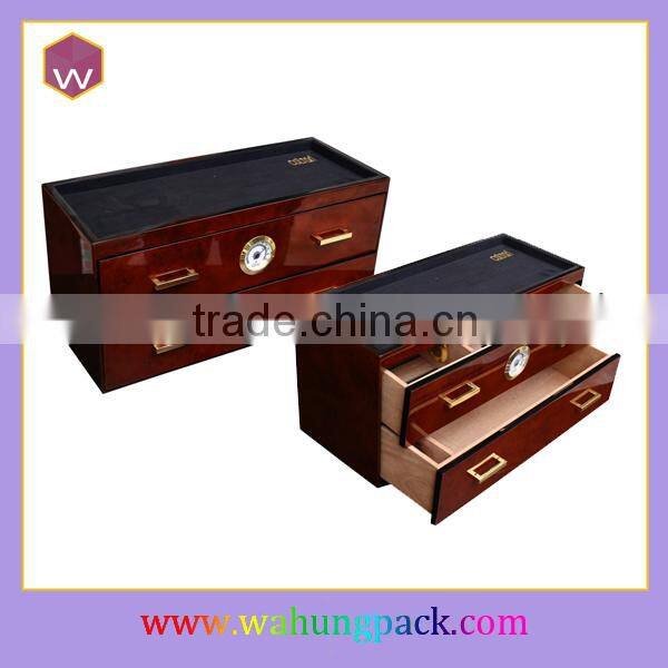 Fancy Wooden Cigar Box Hardware/ Cigar Box With Custom Window And Metal Lock Design