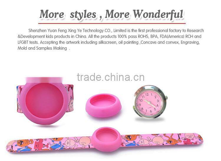 Heart transfer printing Cartoon silicone children slap arm band for watches