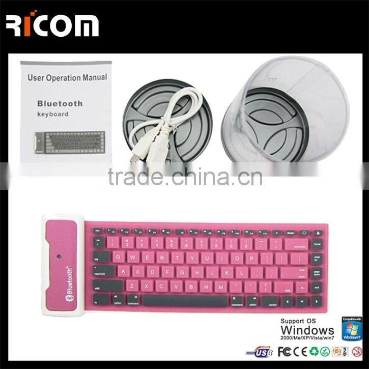85keys waterproof flexible bluetooth keyboard for ipad,roll-up Flexible Silicone Keyboard---SKB-212--Shenzhen Ricom