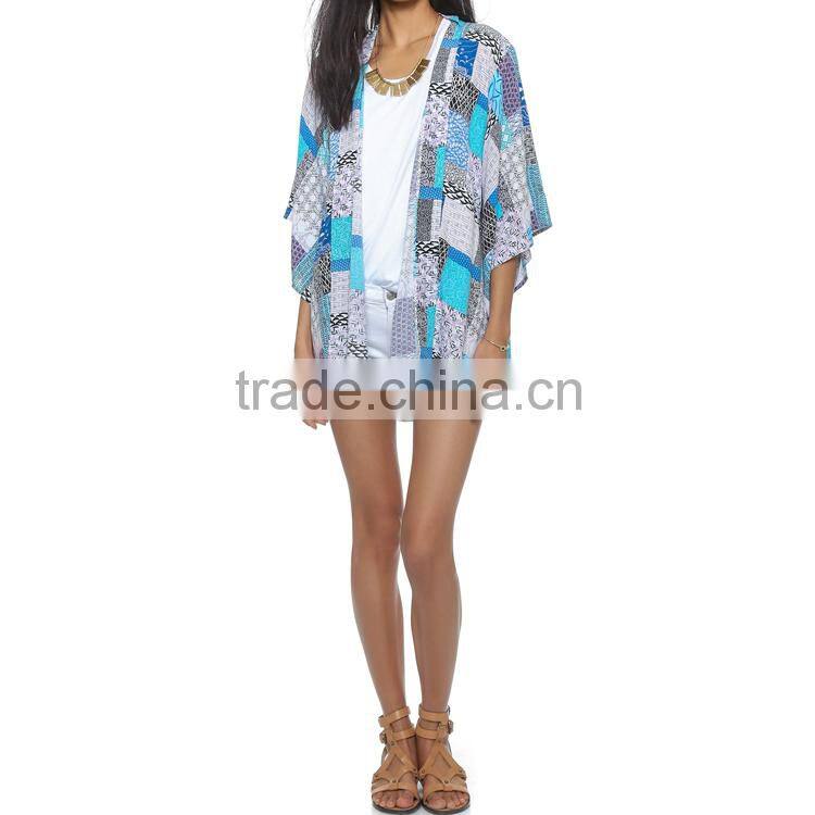 China Clothing Supplier Alibaba Women Wholesale Printed Thin Coat Kimono Cardigan