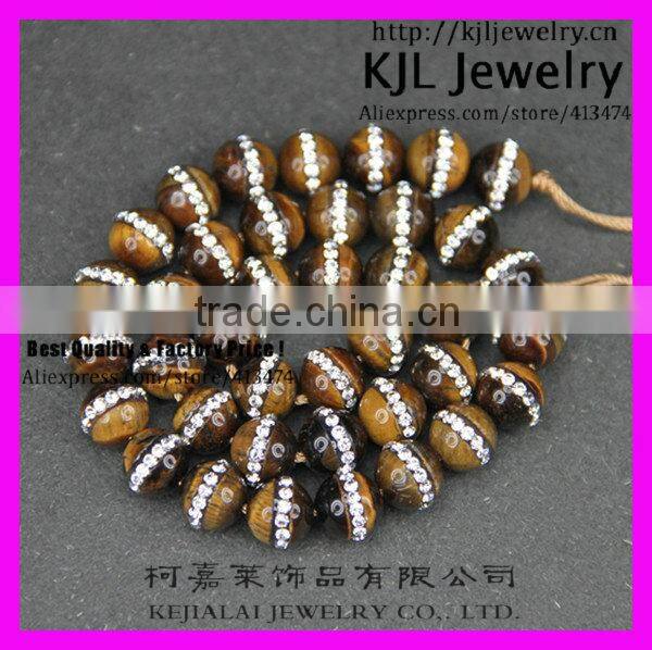 GZKJL-CT0244 Natural Semi gem Beads, Tiger eye rhinestone ball beads