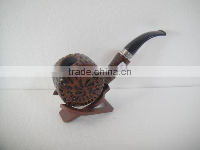 HGB-0332 good quality engraved wooden smoking pipe