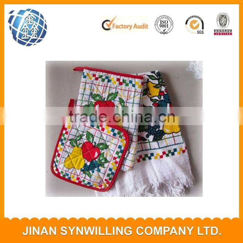 kitchen textile potholder cotton placemat oven mitt 3pcs kitchen towel set