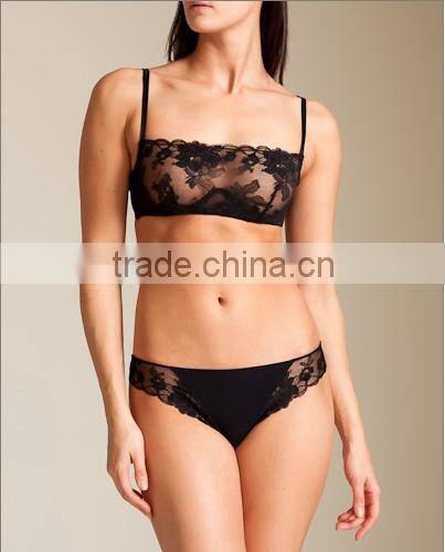 new style sexy yong lady black padded pretty lace bra