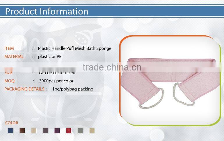 Hot Plastic Long Handle Puff Mesh Bath Sponge