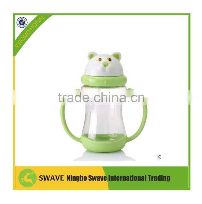 2016 hot sell baby drinking plastic cups 180cc baby bottle straw with handle P76750