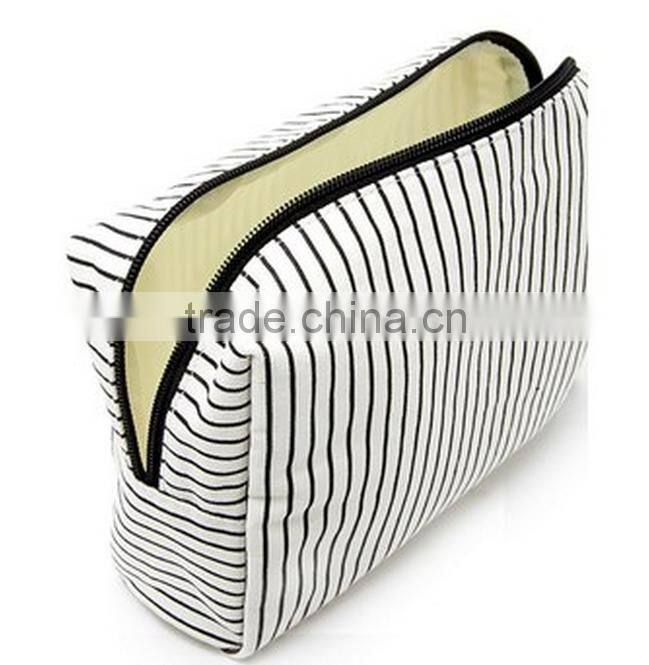 Fashion Strips Canvas Cosmetic Bag