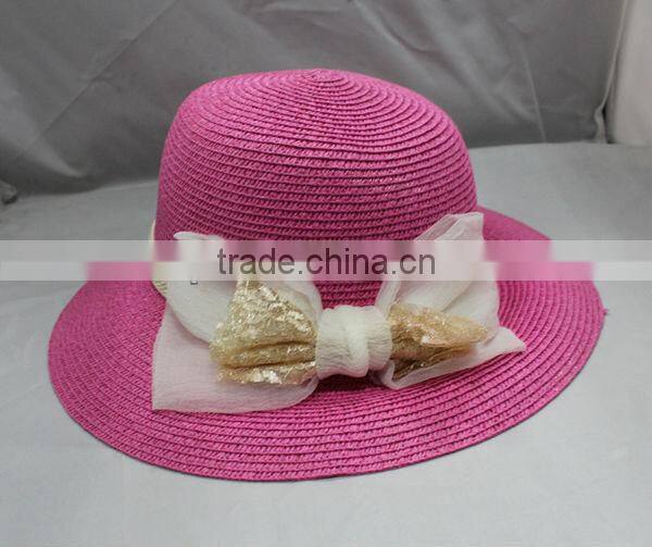 Wholesale Ladies Fashion Hat Summer Hat Straw Hat With Flower&Lace Decoration