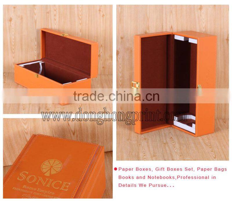 Latest gift packaging 1 bottle strong orange wooden boxes for wine buy