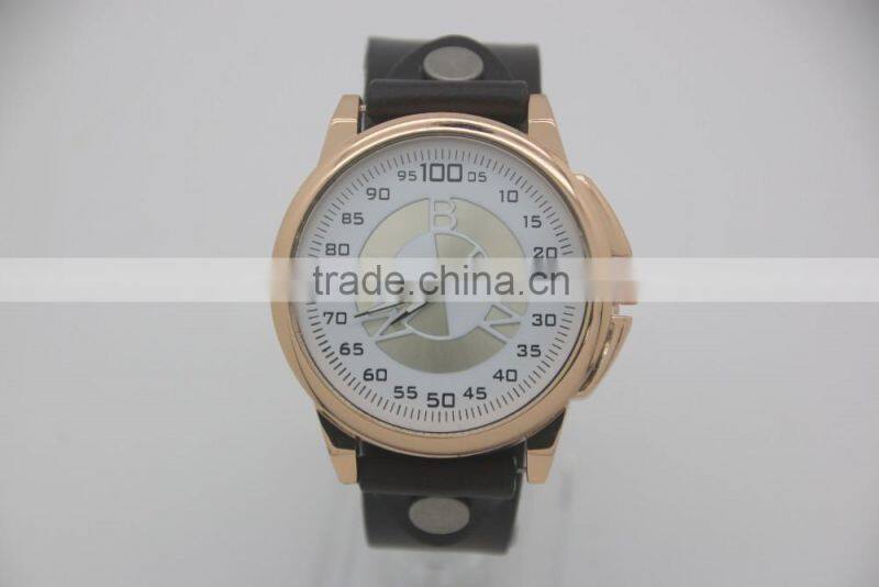 custom your owner logo big leather band men charm vintage watch relogio masculino