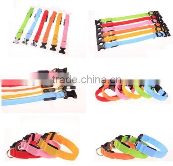 High Quality Nylon Nylon LED Flashing Dog Collar With 3 Flashing Mode 8 colour