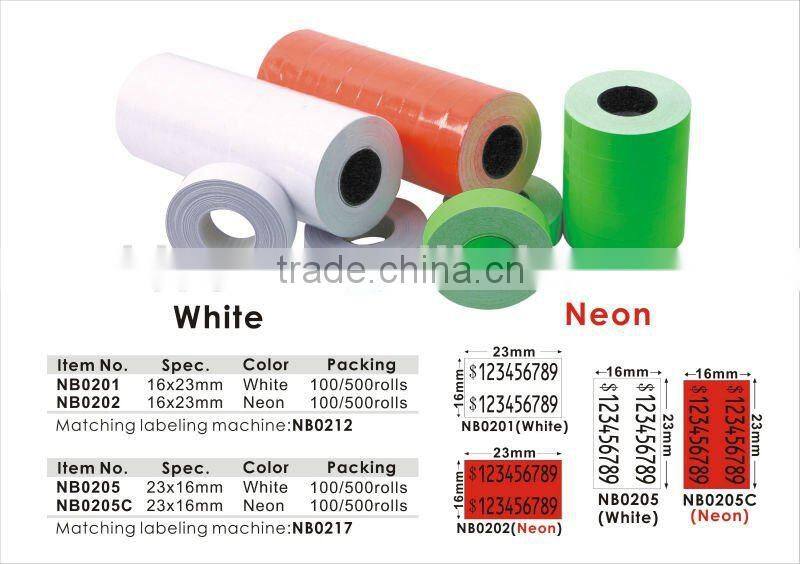Hot Sale White/Neon Color Adhesive Roll Price Label