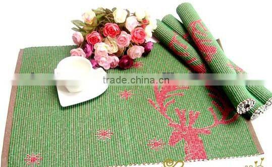 Cotton fabric Jacquard tapestry christmas tree placemats ,ribbed placemat