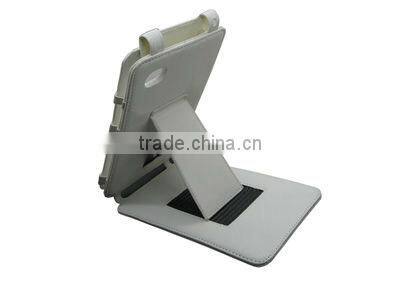 PU Leather Case with bracket For Samsung Tab P1000 stand function, white, Customers Logo, OEM