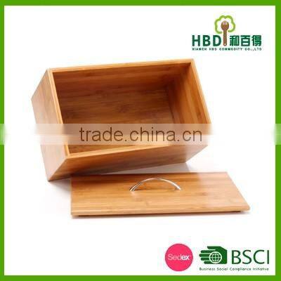 2016 Most popular design bamboo bread bin/wood bread box with lid