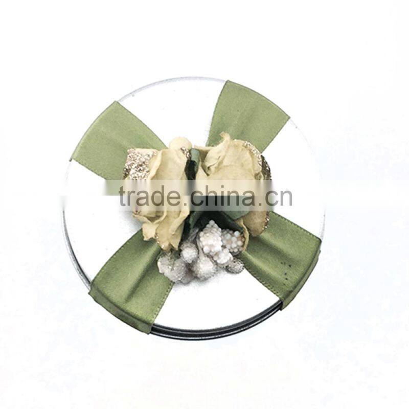 Dongguan hot selling gift/jewelry tin box with ribbon