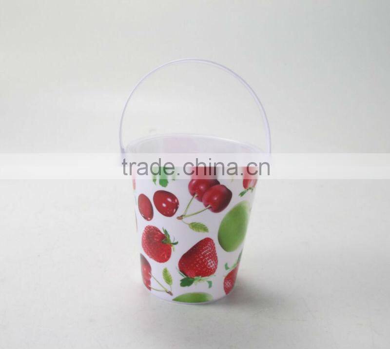 plastic bucket with fruit design