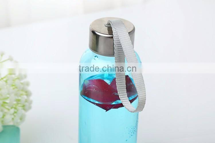 Borosilicate glass water bottle with Stainless Steel Caps