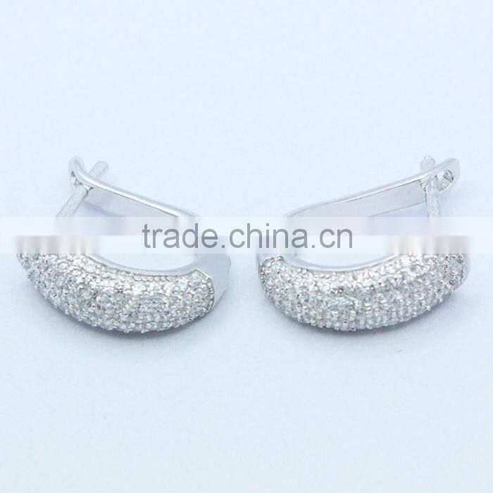925 silver ring type earring factory direct sale rhodium / silver plated
