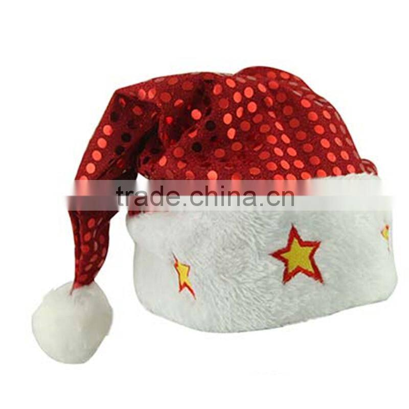 led lights decoration new red happy christmas hat santa hat for kids