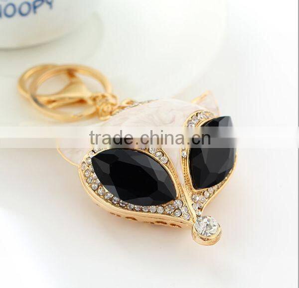 2014 Pretty Eyes Fox Rhinestone Drip Key chain , Bag Pendant ZTKC-193