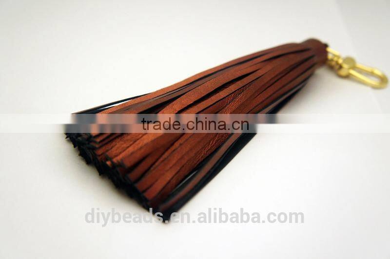 wholesale brown long leather Tassel for handbag and Jewelry Use