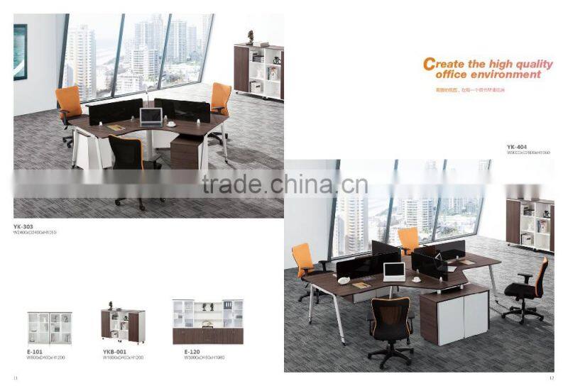 New design L shape office furniture wooden panel table