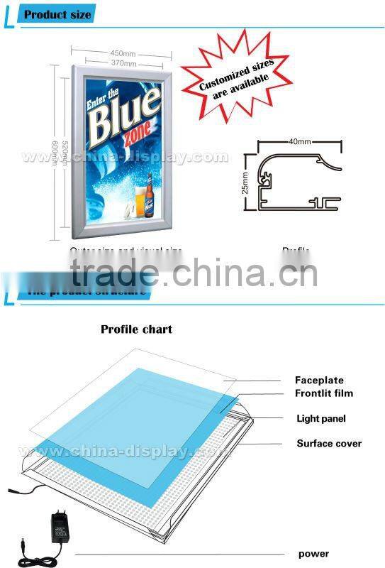 Aluminum snap frame LED picture frame