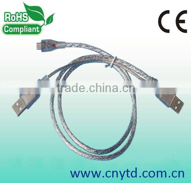 Different styles v2.0 usb cable usb splitter cable 2 female 1 male