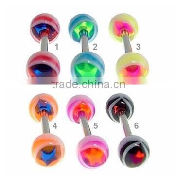 Flower body jewelry black rose navel piercing jewelry with balls belly bars