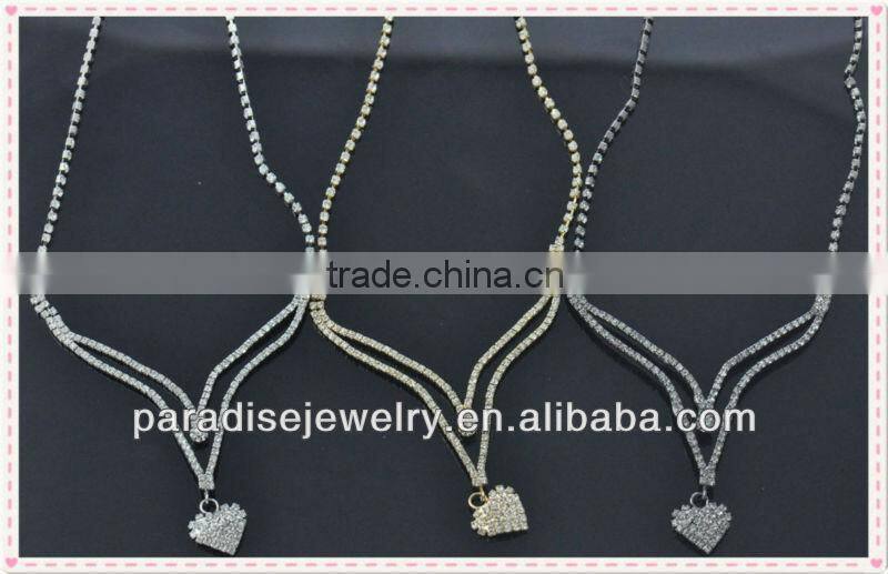 Fashion design Heart Alloy Plated Wedding Crystal Rhinestone Alloy Necklaces Earrings Jewelry Sets-NEW052102